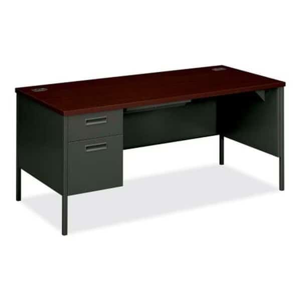 Left Single Pedestal Desk 66 in. x 30 in. x 29.5 in. Mahogany- CCL