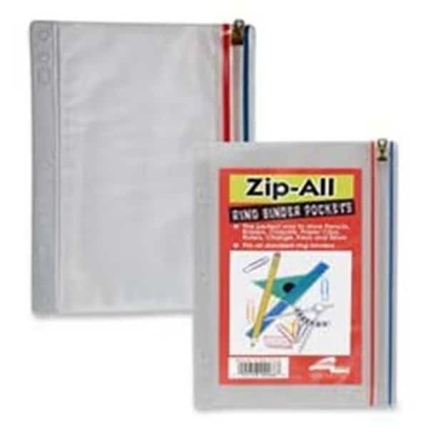 Anglers Company Ltd. ANG52 Zip All Ring Binder Pocket- 10-.50in.x8in.- Clear