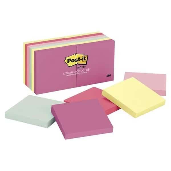 Sticky note 005049 Original Notepad Standard Pack; 3 x 3 In. - Assorted Pastel Colors; 100 Sheets Per Pad; Pack Of 12