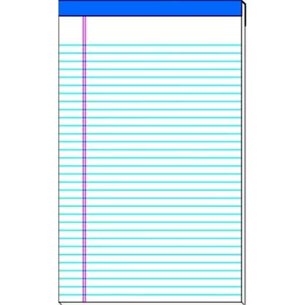 School Smart 027442 Perforated Stapled Standard Legal Pad; 8.5 x 14 In; 15 Lb; 50 Sheets; 0.38 In Ruling; Sulphite Bond Paper; White; Pack 12