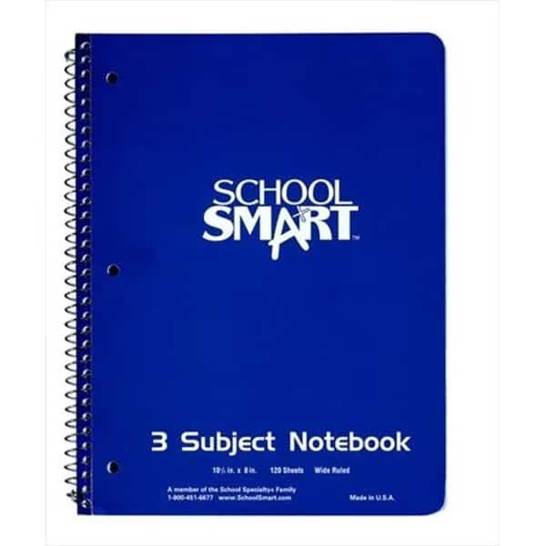 School Smart 085421 8.5 x 11 In. Sulphite 3-Hole Punched Non-Perforated Spiralbound Notebook; White; 100 Sheets