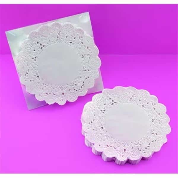 School Smart 085610 Paper Die-Cut Round Lace Dolly; White; 6 In. Pack - 100, School Smart, Mfr#: 85610