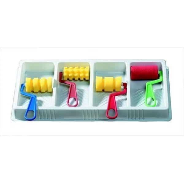 Creativity Street 085648 Large Foam Paint Roller Set With Paint Tray; 3 x 6 In. - Assorted Color; Set 4
