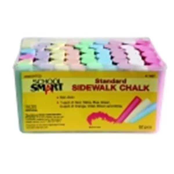School Smart Non-Toxic Sidewalk Chalk - 4 L x 1 W in. - Assorted Colors; Pack 52