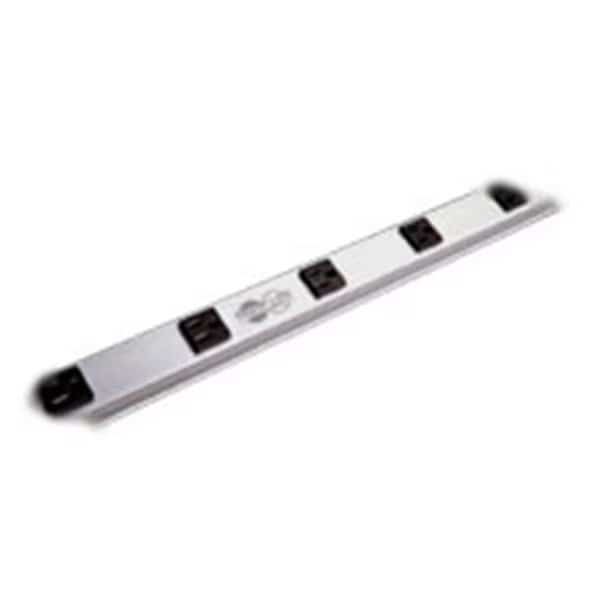 Outlet Strip, Rack Mounted, 5-15R, 5-15P, 15 ft., Black/Silver