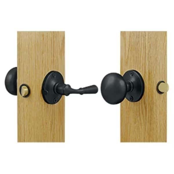 Storm Door Latch with Round Tubular Lock, Black - Solid