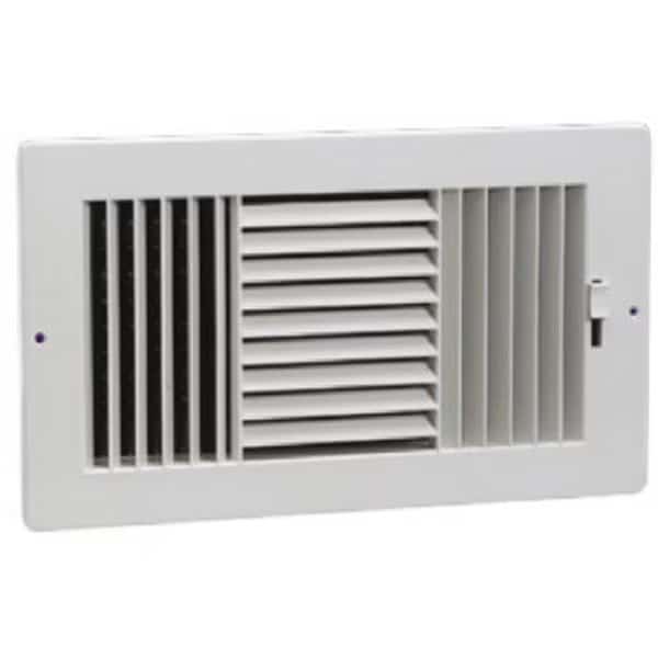 383W10X6 White 3 Way Sidewall Register; 10 x 6 in