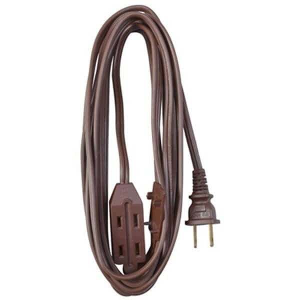 Extension Cord, Indoor, 1 Outlets, Brown, Vinyl, 20 ft