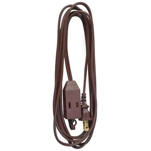 Extension Cord, Indoor, 1 Outlets, Brown, Vinyl, 9 ft