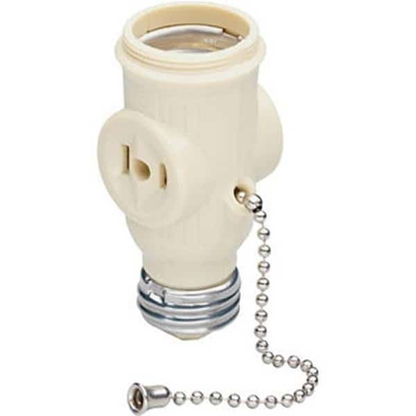 1406ICC10 250W 2 Pole 2 Wire Medium Base Lamp Holder With 2 Outlet; Ivory