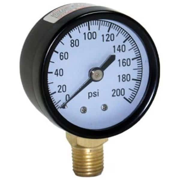 M2002-4L 200 lbs. Pressure Gauge - 0.25 in. Bottom Mount In A Stainless Steel Case