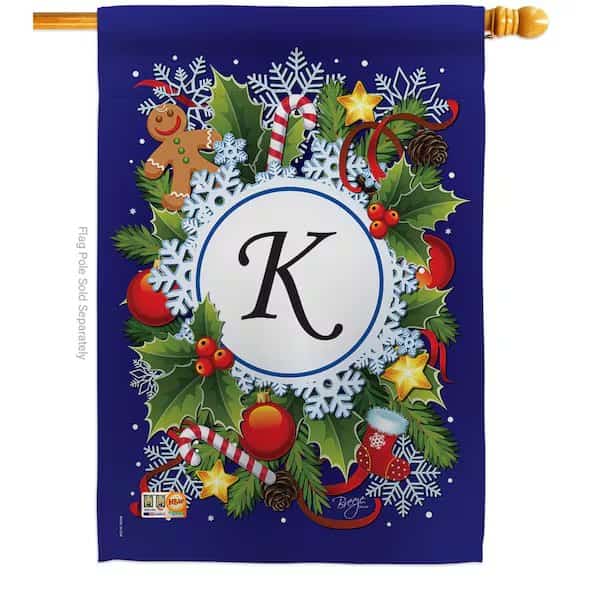 Winter K Monogram 2-Sided Vertical Impression House Flag - 28 x 40 in.