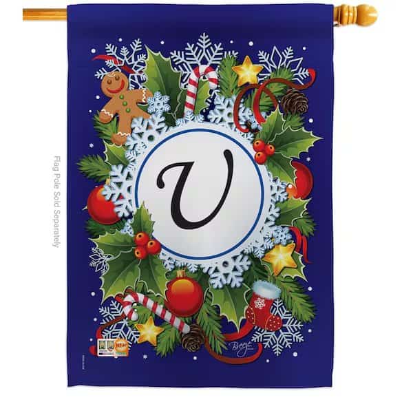 30099 Winter U Monogram 2-Sided Vertical Impression House Flag - 28 x 40 in.