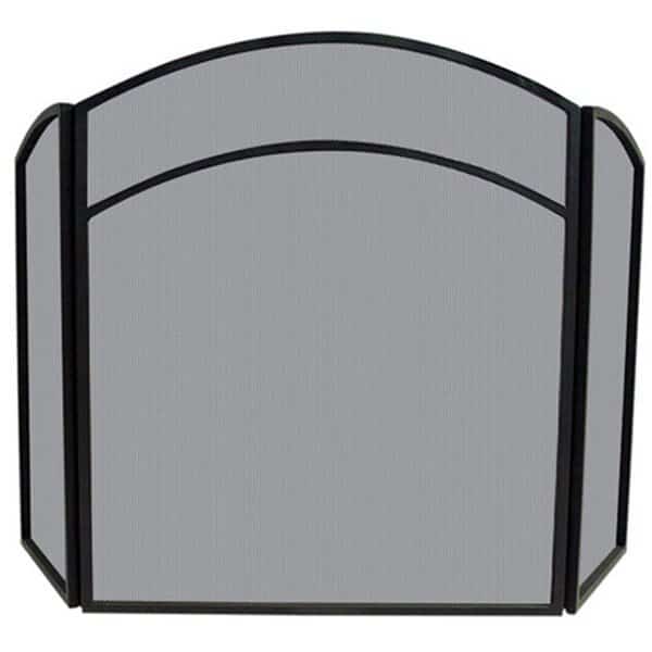 3 Fold Black Wrought Iron Arch Top Screen