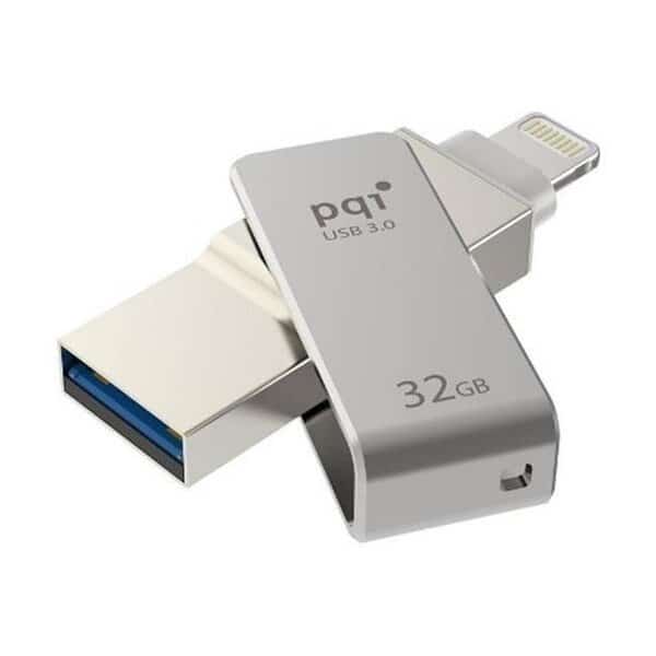 PQI 6I04-032GR1001 iConnect Mini Apple MFi 32 GB Mobile Flash Drive with Lightning Connector for iPhones; iPads; Mac & PC USB 3.0 - Iron Gray