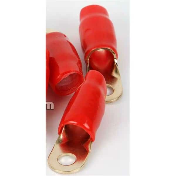 1-0 Gauge Ring Terminal Gold - Red Sleeve