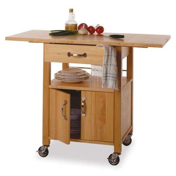 Beech Beechwood Kitchen Cart Drop Leaf