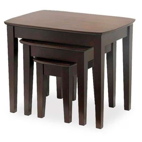 Walnut Beechwood TABLE NESTING 3PC CURVED TOP