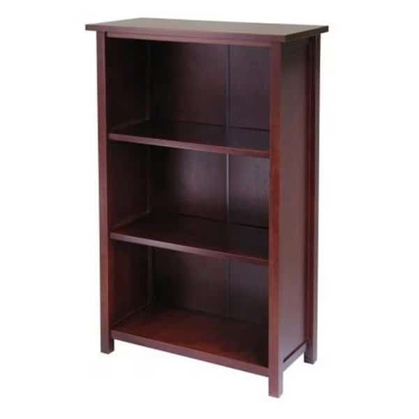 Winsome  94328 4-Tier Medium Beechwood Storage Shelf or Bookcase - Antique Walnut