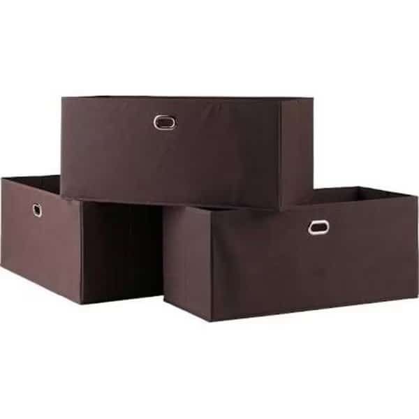 Winsome Trading 38323 3 Piece Torino Folding Fabric Baskets Set; Chocolate