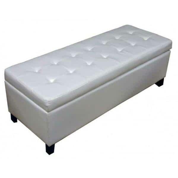 Tuffed White Storage Bench