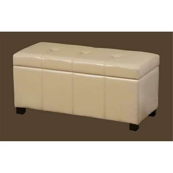 Ariel Ivory Leather Storage Bench