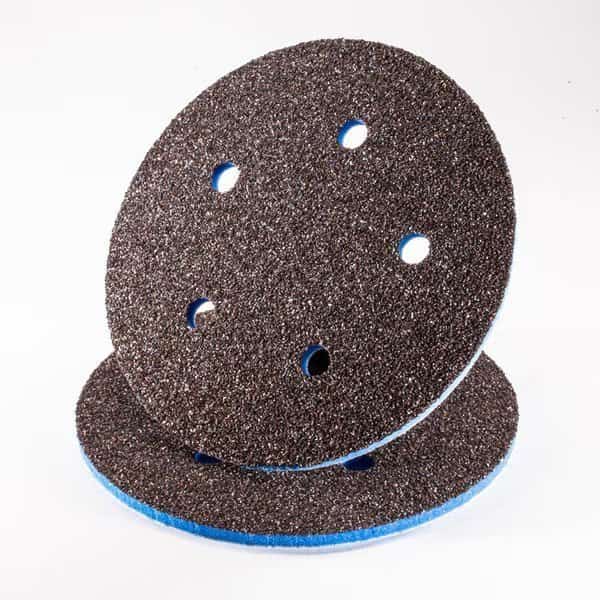EKASILK PLUS 5mm Sponge 5" Coarse (60 Grit Finish) 5 Holes Hook & Loop Sanding Pad, PK25
