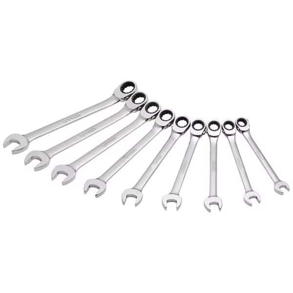 SAE Spline reversible ratcheting wrench sets (9 pieces).
