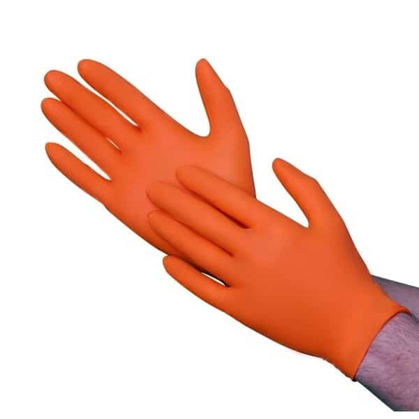 A1EA6, Disposable Gloves, 5 mil Palm, Nitrile, Powder-Free, Large, 1000 PK, Orange