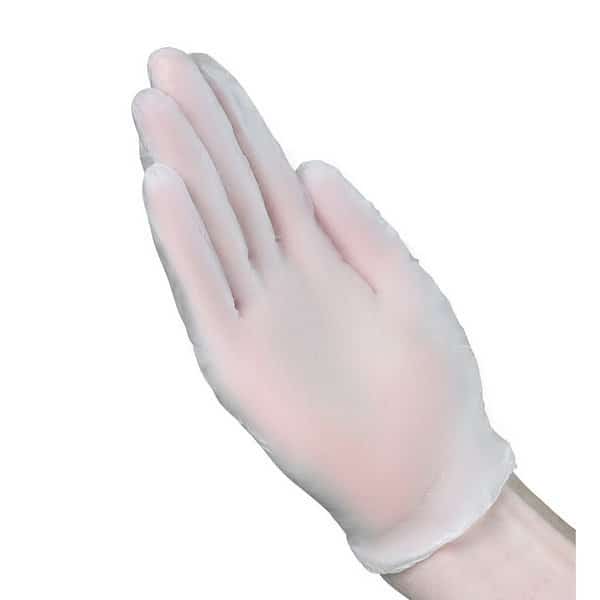 A22A1, Disposable Gloves, 2.8 mil Palm, Vinyl, Powdered, Small, 1000 PK, Clear
