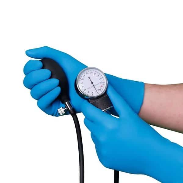 A3CH2, Disposable Gloves, 11 mil Palm, Latex, Powder-Free, Large, 500 PK, Blue