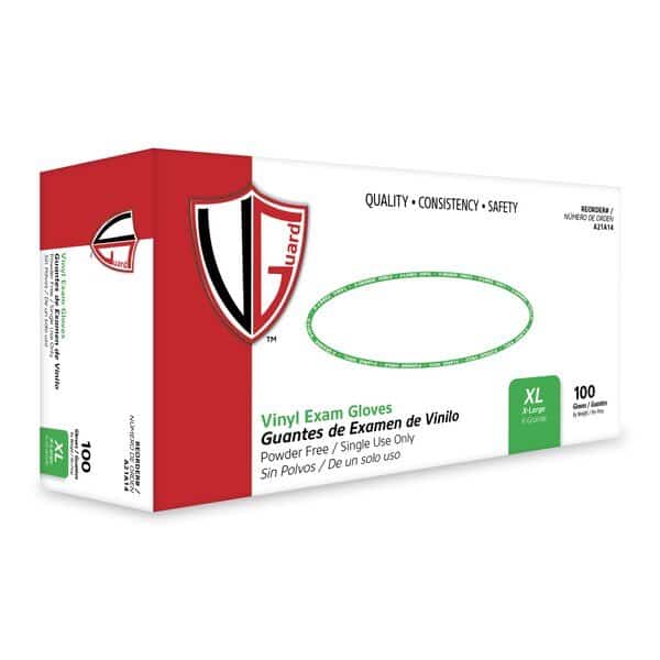 A21A1, Disposable Gloves, 3 mil Palm, Vinyl, Powder-Free, XL, 1000 PK, Clear