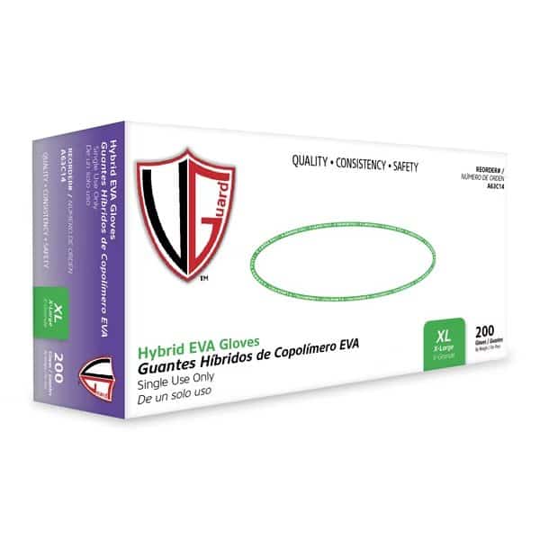 A63C1, Disposable Gloves, 4 mil Palm, Hybrid EVA, Powder-Free, XL, 2000 PK, Clear