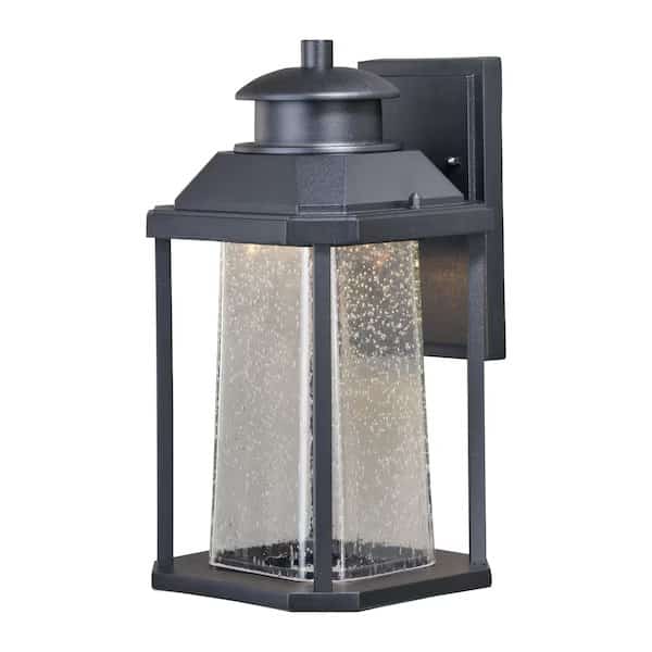 Freeport Aluminum 1 Light LED Dusk to Dawn Black Outdoor Wall Lantern Clear Glass