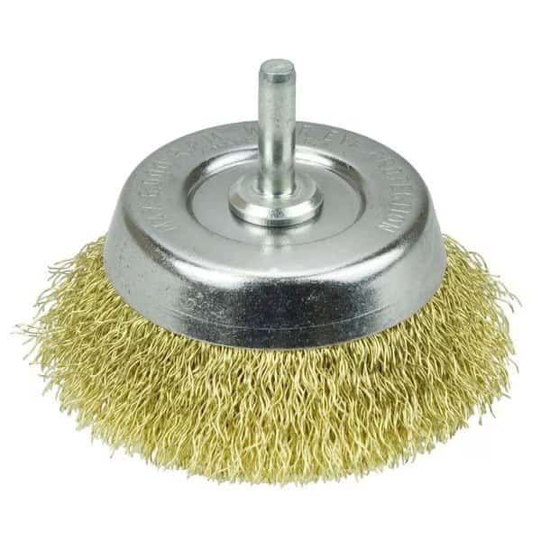 2-3/4" Crimped Wire Utility Cup Brush .0118" Brass Fill 1/4" Stem