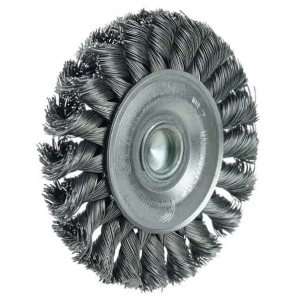 3-1/4" Stem-Mounted Knot Wire Wheel, .020" Steel Fill, 1/4" Stem
