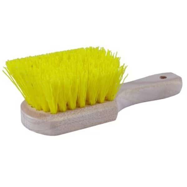 8" Utility Scrub Brush, Yellow Polypropylene Fill, Short Handle