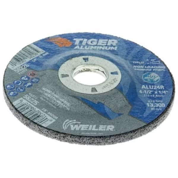 4-1/2" x 1/4" TIGER ALUMINUM Type 27 Grinding Wheel ALU24R 7/8 A.H.