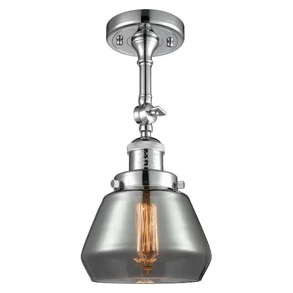 1 Light Adjustable Fulton 7In. Polished Chrome Semi-Flush Mount With Smoked Glass, 509060