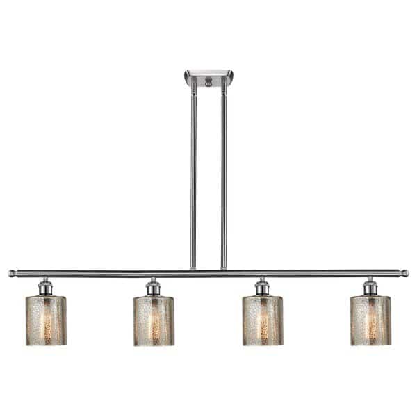 4 Light Cobbleskill 48In. Brushed Satin Nickel Island Light With Mercury Glass, 511478