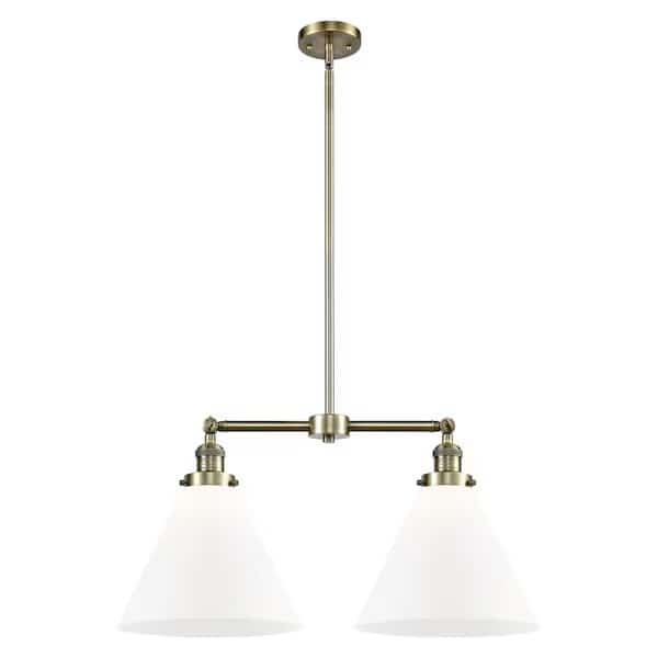 2 Light Vintage Dimmable Led Large Cone 22 Inch Chandelier, 694487