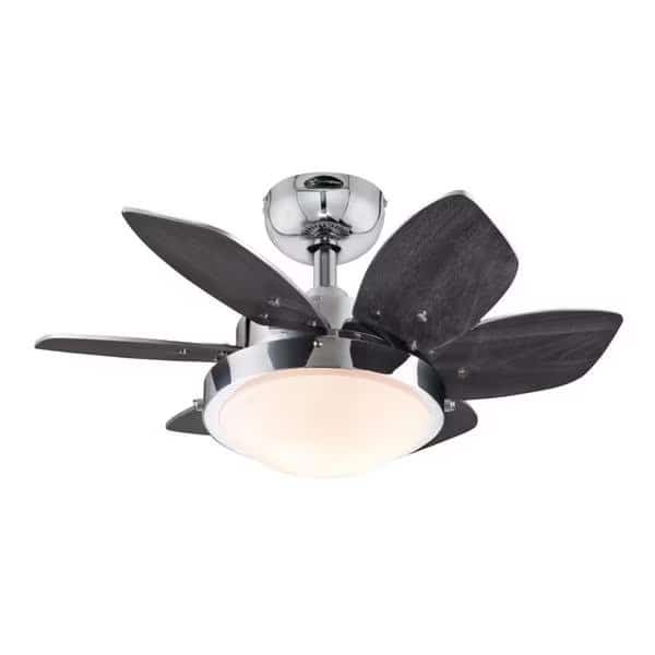 Quince 24" 6-Blade Chrome Indoor Ceiling Fan w/Dimmable LED Light