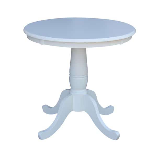 Round 30 in Round Top Pedestal Table, 28.9 inH, White, 30 in W, 30 in L, 28.9 in H, Wood, White