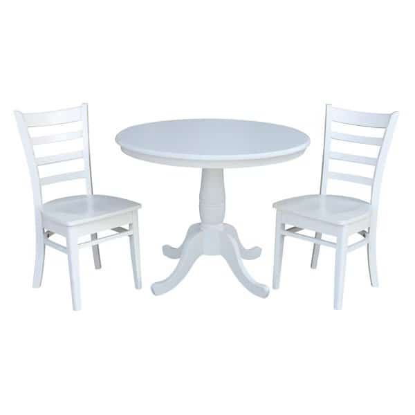 Round 36 in Round Top Pedestal Table, with 2 C08-617 Chairs, White, 36 in W, 36 in L, 29.1 in H