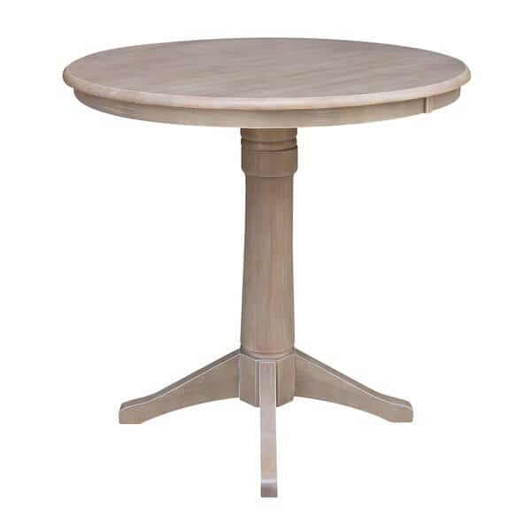 Round 36 in Round Top Pedestal Table, 40.9 inH, Washed Gray Taupe, 36 in W, 36 in L, 41.9 in H