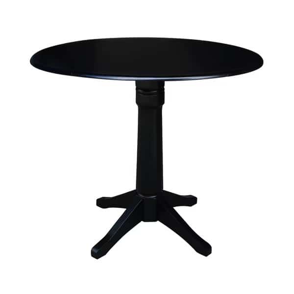 Round 42 in Round Dual Drop Leaf Pedestal Table, 36.3 inH, Black, 42 in W, 42 in L, 36.3 in H, Wood