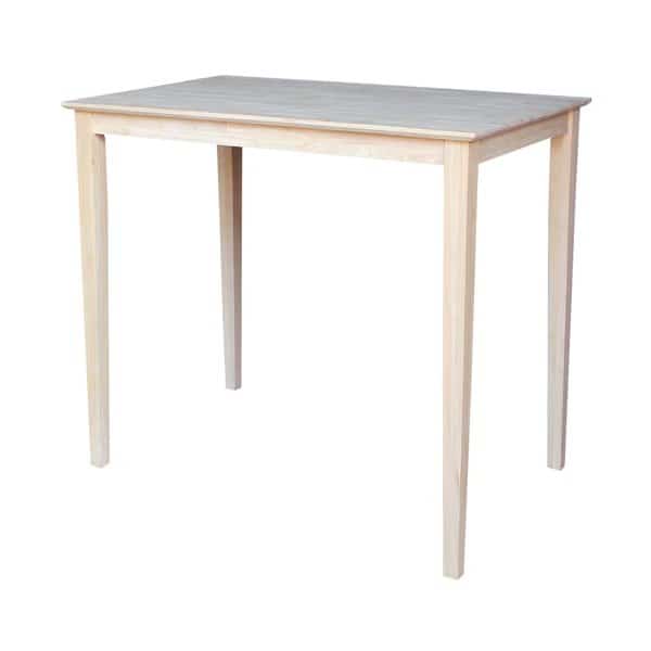Rectangle Solid Wood Top Table, Unfinished, 30 in W, 48 in L, 42 in H, Wood, Unfinished