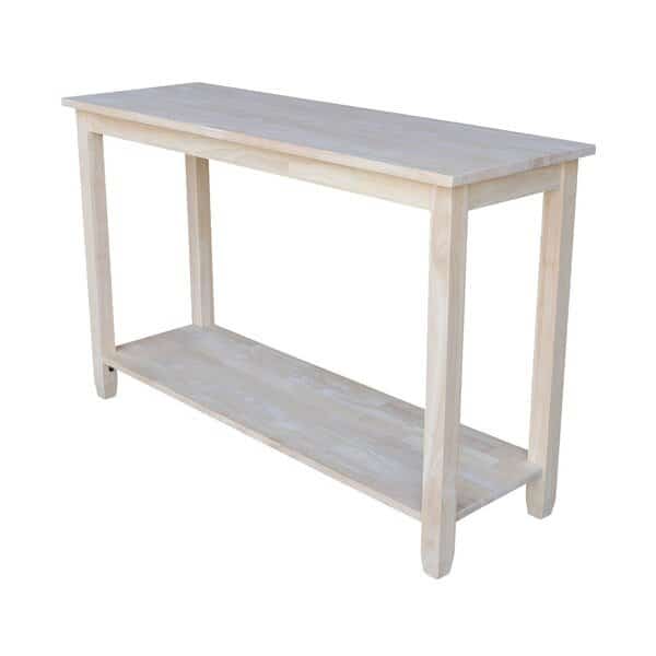 Rectangle Solano Console Server Table, 48 in W, 16 in L, 30 in H, Wood, Unfinished