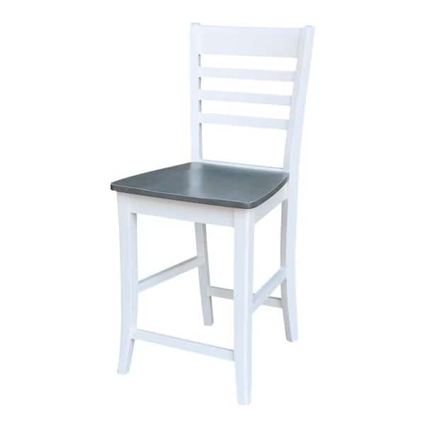 Roma Counter Height Stool, 24" Seat Height, White/Heather gray