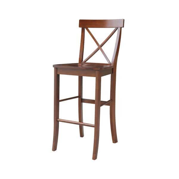 X-Back Bar Height Stool, 30" Seat Height, Espresso